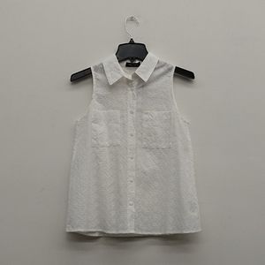 Eden Society White Flower Knit Button Down